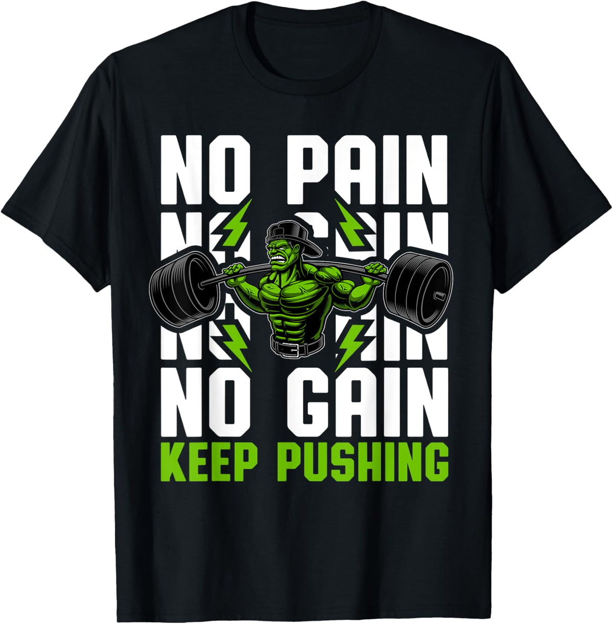 Mens No Pain No Gain Funny Workout Weightlifting Gym Men's T-Shirt
