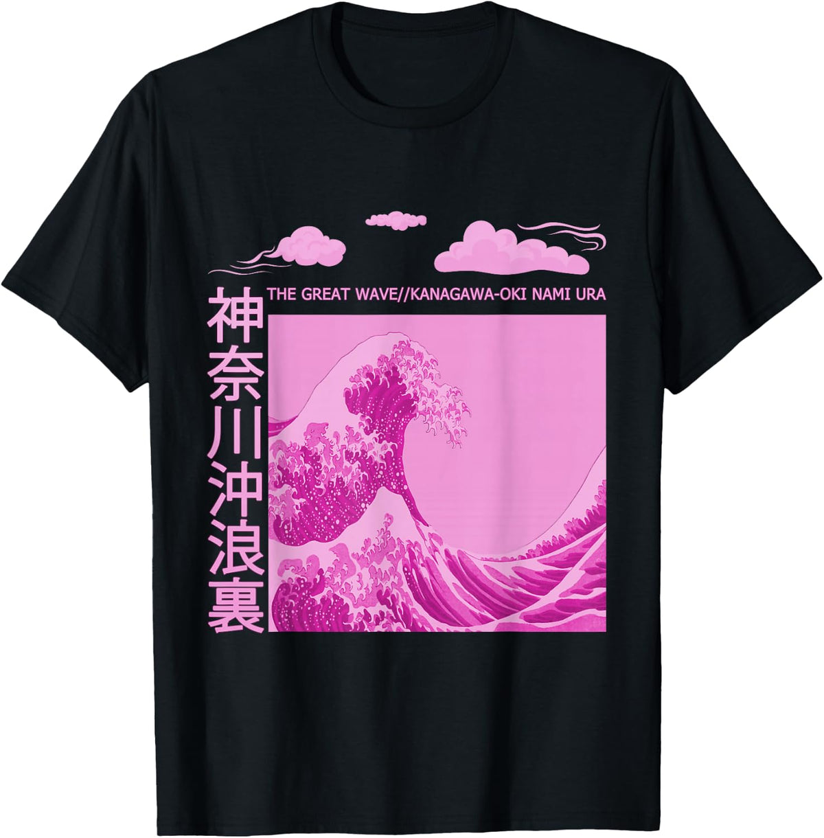 Big Wavy Pink Color Graphic T-Shirt