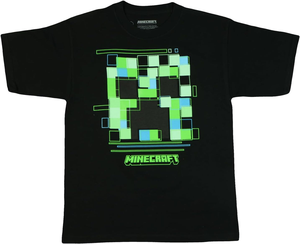 Minecraft T-Shirt Boys' Pixelated Face Design Kids Short Sleeve Tee