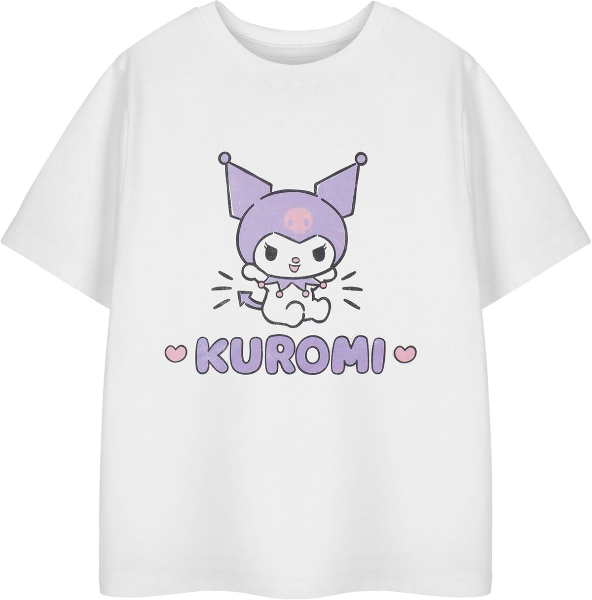 Hello Kitty Kuromi Heart Girls White Short Sleeved T-Shirt