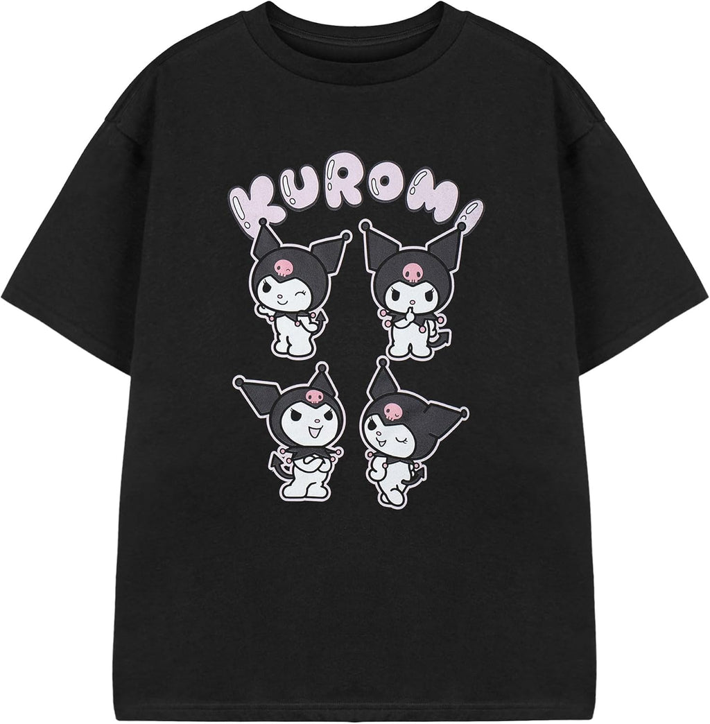Hello Kitty Kuromi Kids Girls Black Short Sleeved T-Shirt