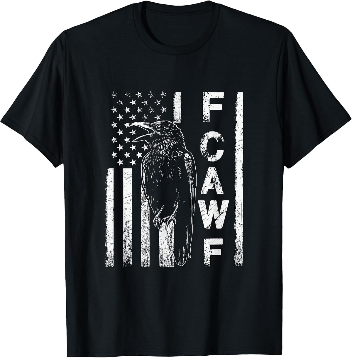 Funny F CAW F Crow with USA Flag T-Shirt
