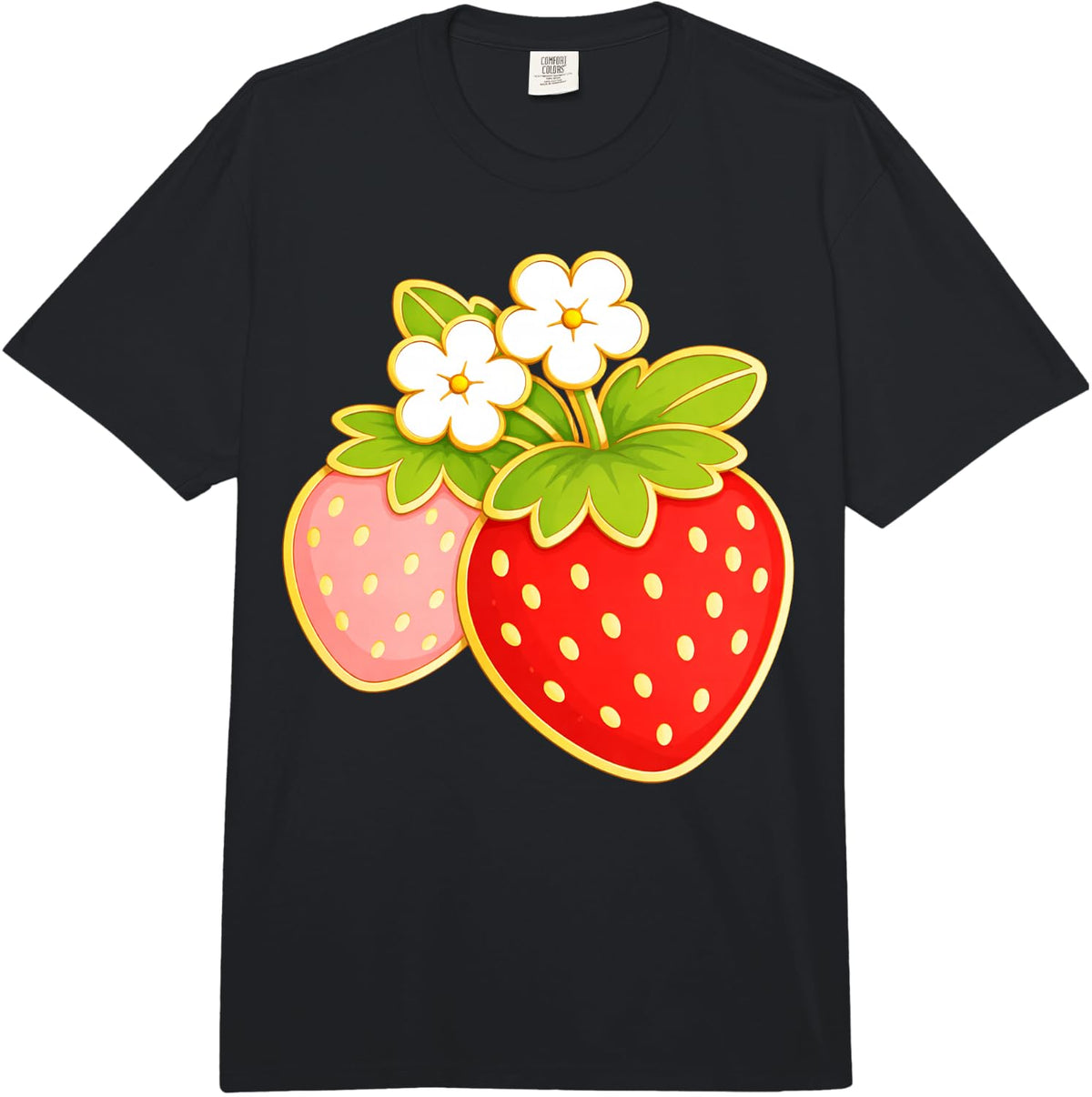 Cute Strawberry Cartoon Sweet Berry Fruit Aesthetic Design Comfort Colors Adult Heavyweight T-Shirt