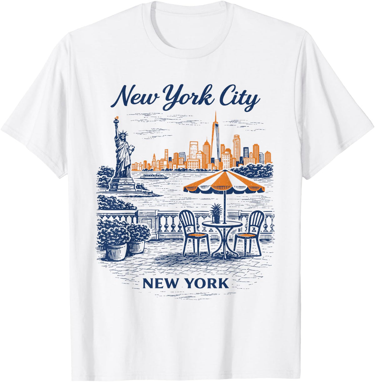 New York City Vintage Travel Scenic Illustration T-Shirt
