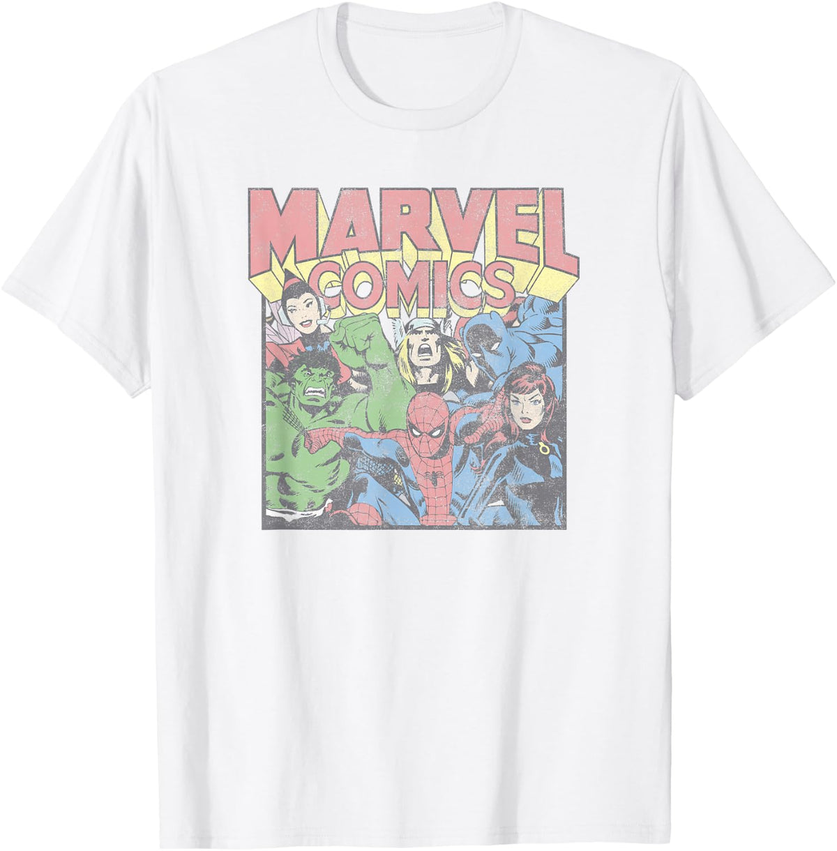 Marvel Avengers Comic Vintage Superheroes Group Shot T-Shirt