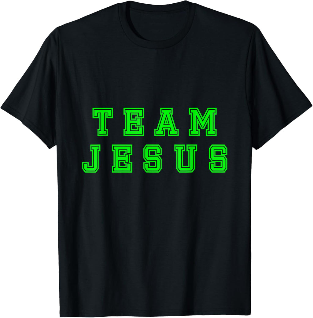 Lime Green Text Team Jesus Christian Athletic Sports Faith T-Shirt