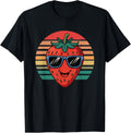 Cool Strawberry Wearing Sunglasses Retro Vintage Berry Lover T-Shirt