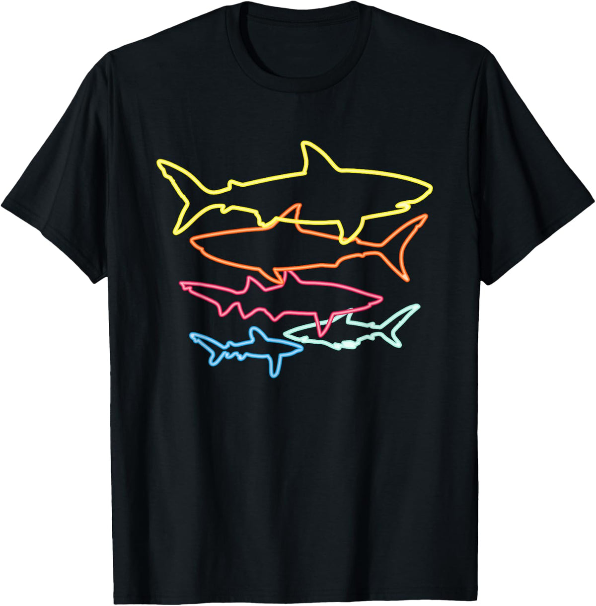 Retro 80s Shark Clothes Shark Party Kids Women Men Sharks T-Shirt