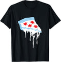 Katie Art Designs Men's Chicago Flag Pizza T-Shirt, Black, Small