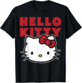 Hello Kitty Big Face Bold Red Text Logo T-Shirt