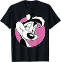 Looney Tunes Pepe Le Pew Pink Circle Portrait T-Shirt Small