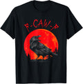 F CAW F Crow Funny Black Bird Red Moon Gothic T-Shirt