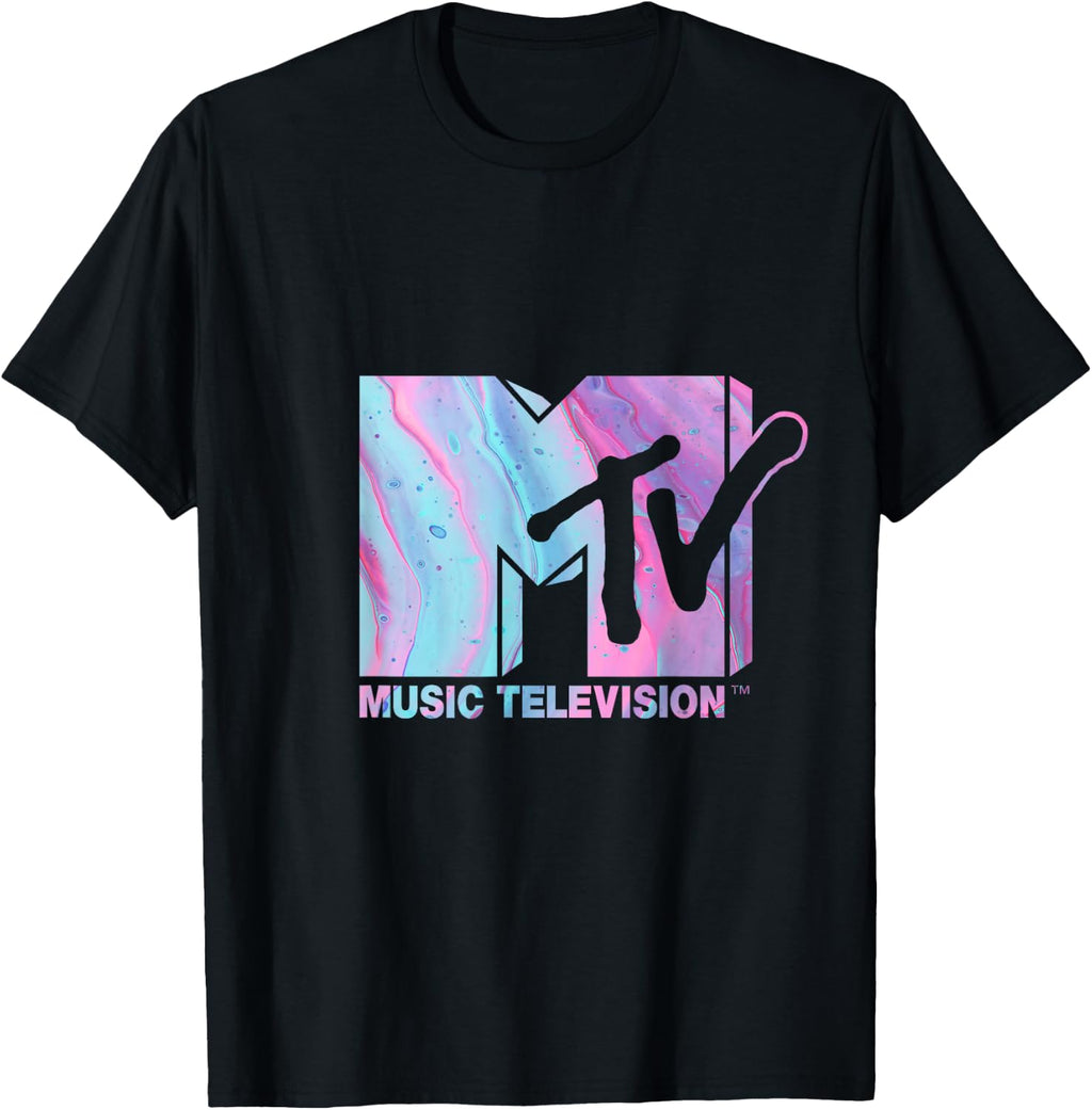 MTV Logo Pink Blue Fluid T-Shirt