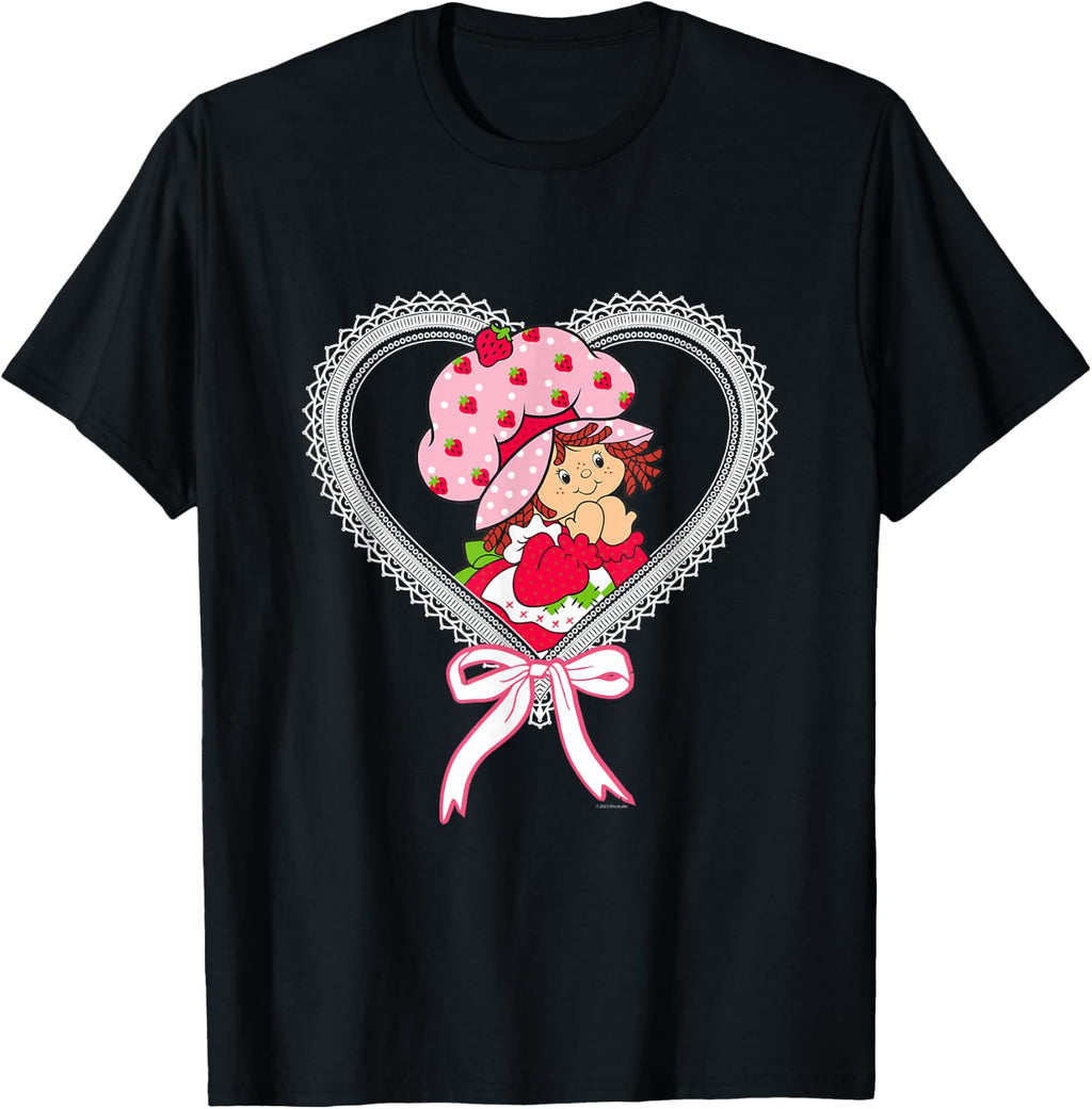 Strawberry Shortcake Valentine's Day Heart With Lace Bow T-Shirt