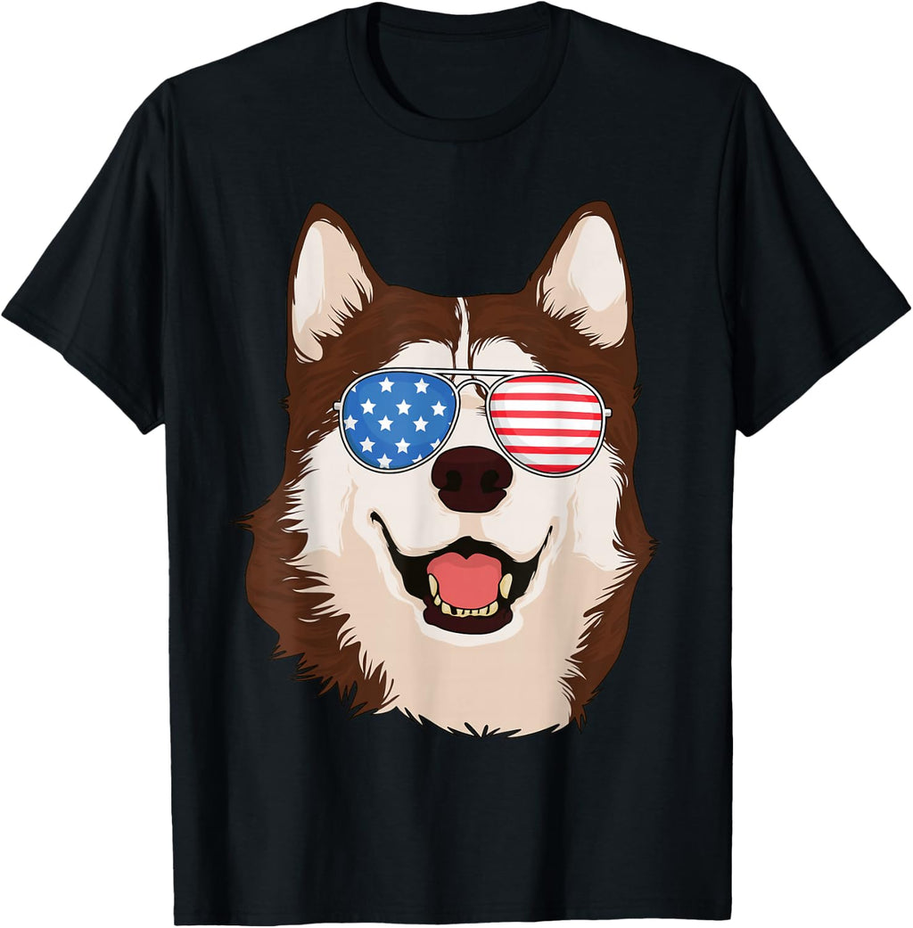 Siberian Husky 4th of July Shirt American Flag Husky Lover T-Shirt