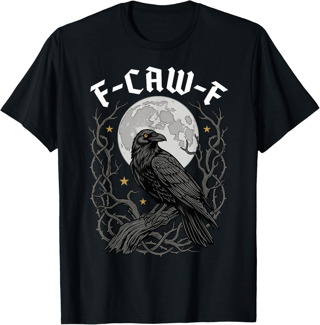 F-Caw-F Crow Raven Gothic Moon Funny Spooky Halloween T-Shirt