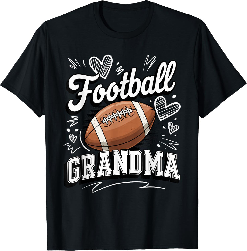 Football Grandma Heart Game Grandma Pride T-Shirt