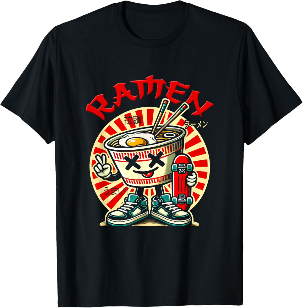 Cute Ramen Skater Tee Kawaii Anime Skateboard Lover Teens T-Shirt