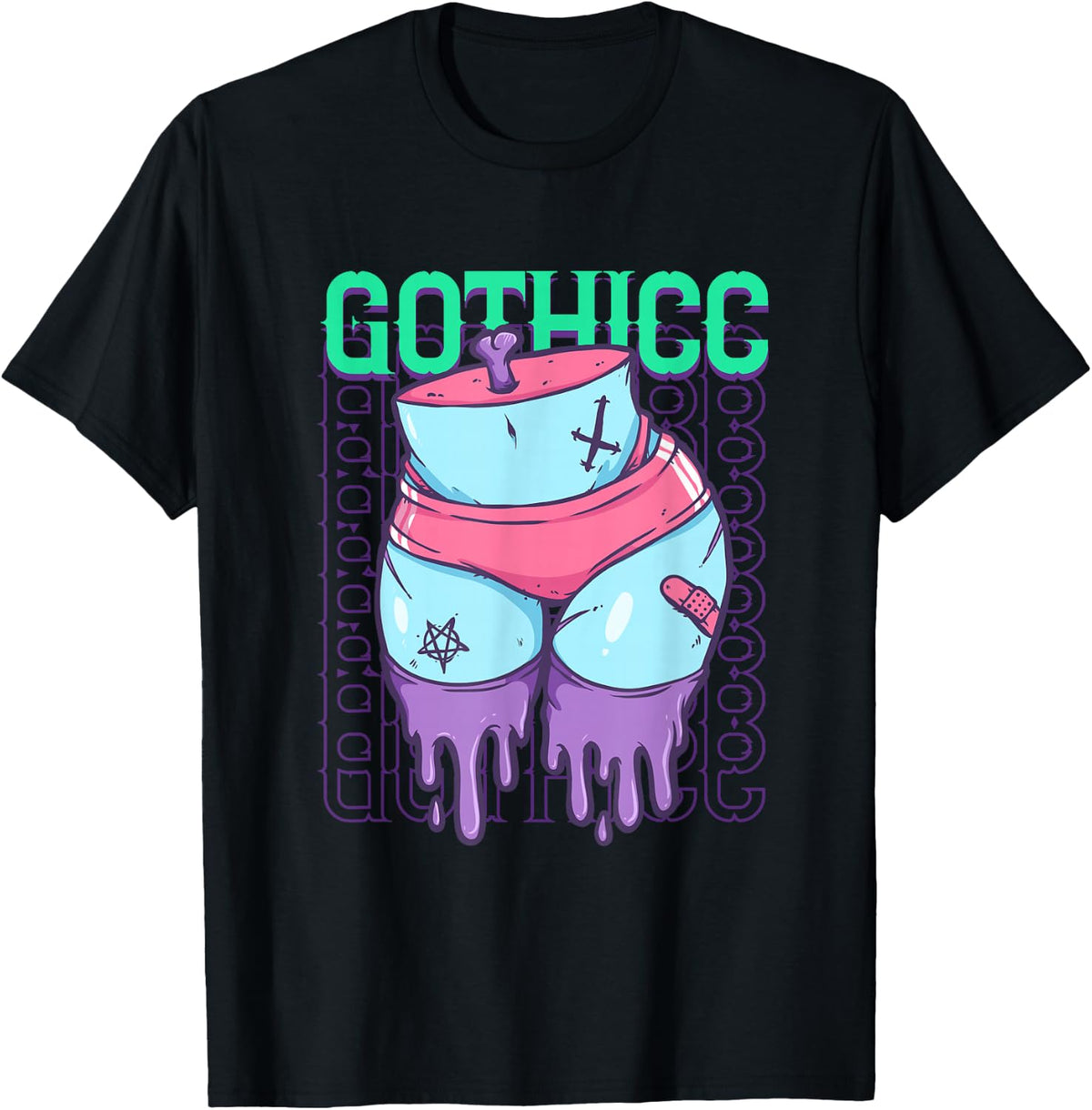 Gothic Emo Gothicc Pastel Goth Thick Thighs Booty T-Shirt