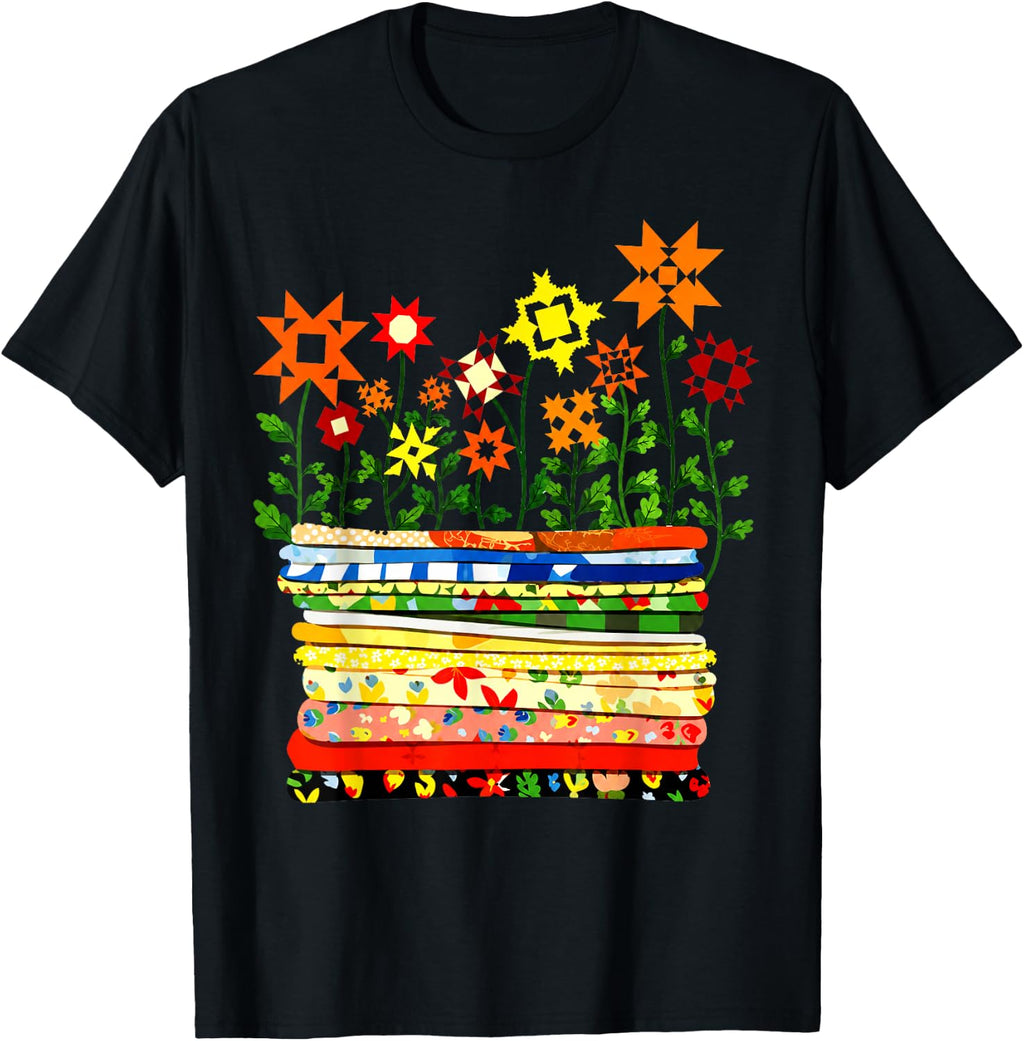 Where Quilts Bloom Floral Quilting Garden Sewing Art Designs T-Shirt