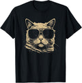 Funny Cat cool Stencil art Punk Rock T-Shirt for Men Women Kids