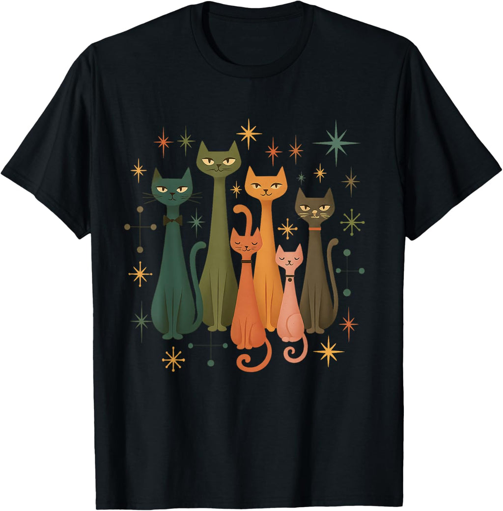 Mid-Century Modern Look Atomic Age 50s 60s Cat Shirt T-Shirt
