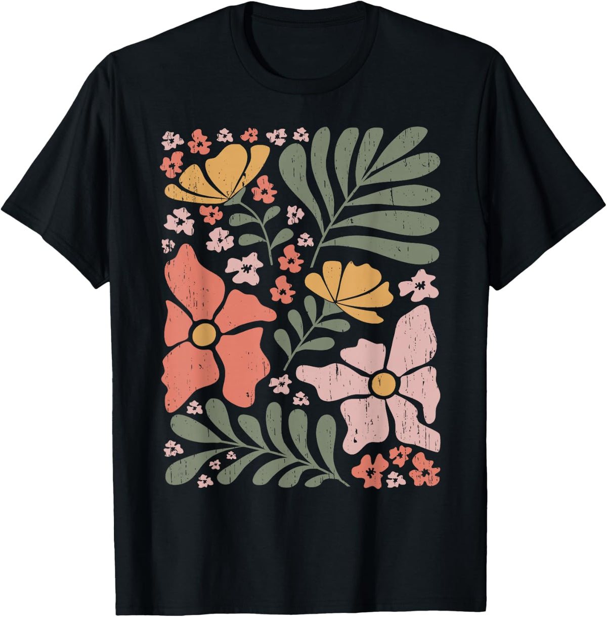 Boho Wildflowers Retro Floral Abstract Flower T-Shirt