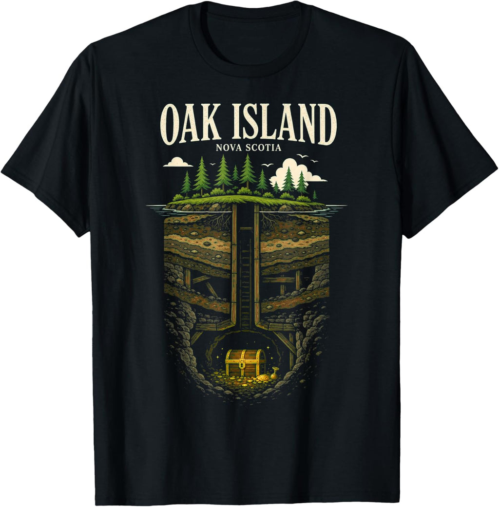 Oak Island Treasure Hunt Adventure Graphic Design T-Shirt