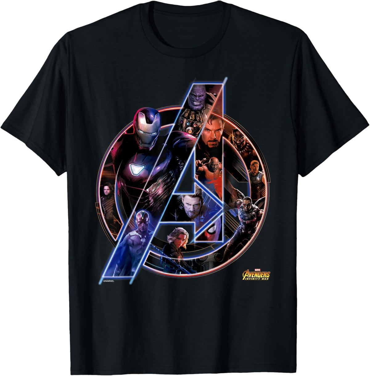 Marvel Avengers Infinity War Neon Team Short Sleeve T-Shirt