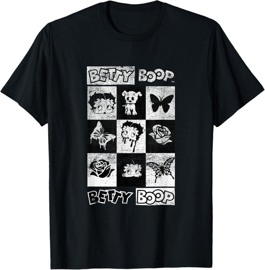 Betty Boop Grunge Butterflies & Roses Betty Box Up T-Shirt
