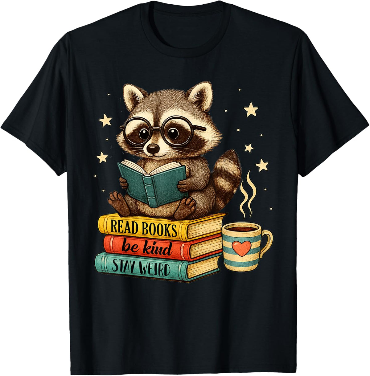 Book Lover Racoon Reading Bookish Library Read Books Be Kind T-Shirt