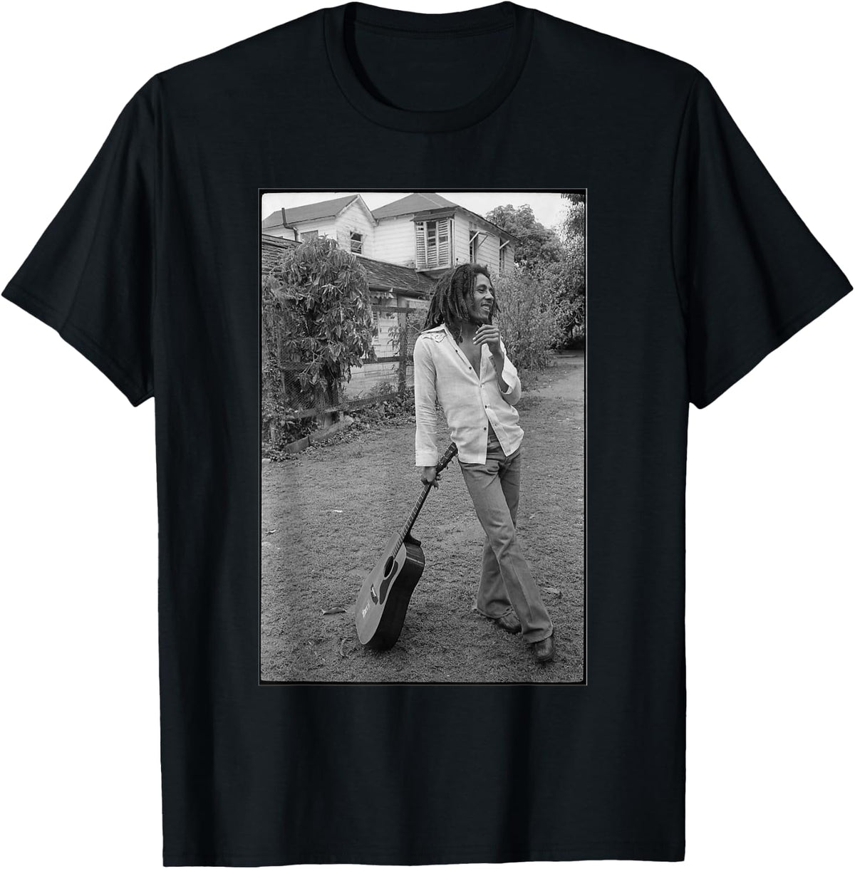 Bob Marley x David Burnett Black & White Guitar Photo T-Shirt
