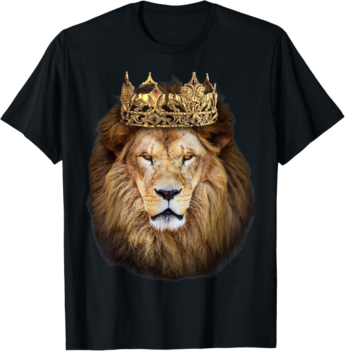 Lion Head Golden Crown Art Canvas King T Shirt T-Shirt