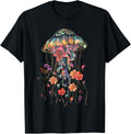 Jellyfish Flowers Vintage Floral Scuba Diving Surf T-Shirt