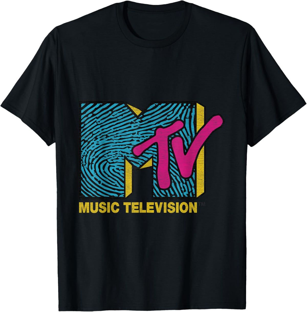 Classic MTV Logo Finger Print Design T-Shirt