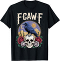F-CAW-F Funny Raven Gothic Outfit Skull Roses Sun Moon Look T-Shirt