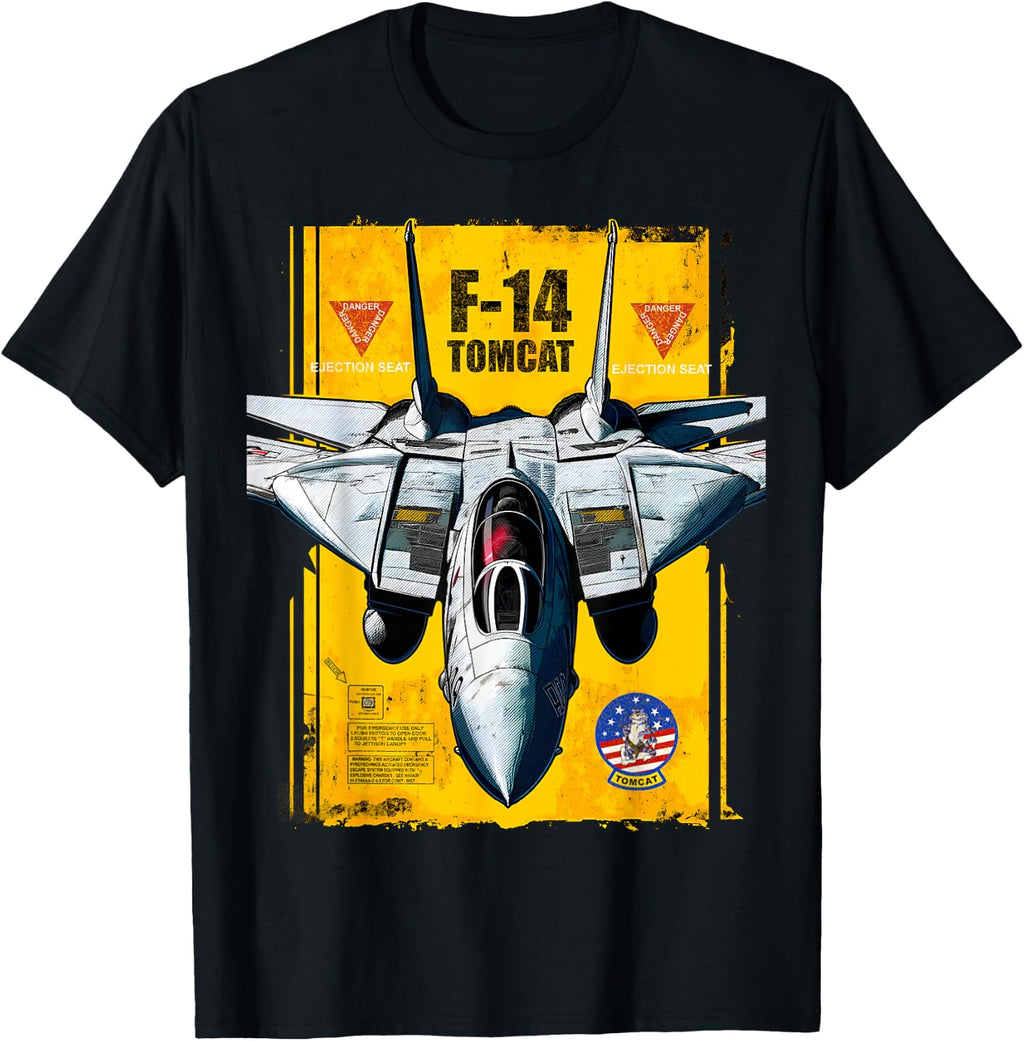 F-14 Tomcat Naval Fighter Jet Diagram Graphic T-Shirt